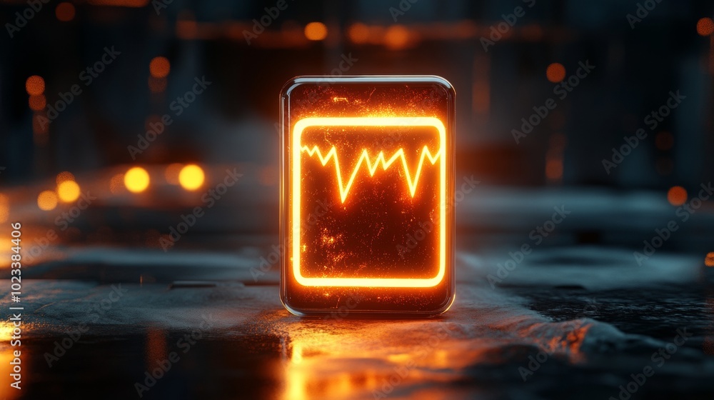 Poster a glowing square with a wave on it
