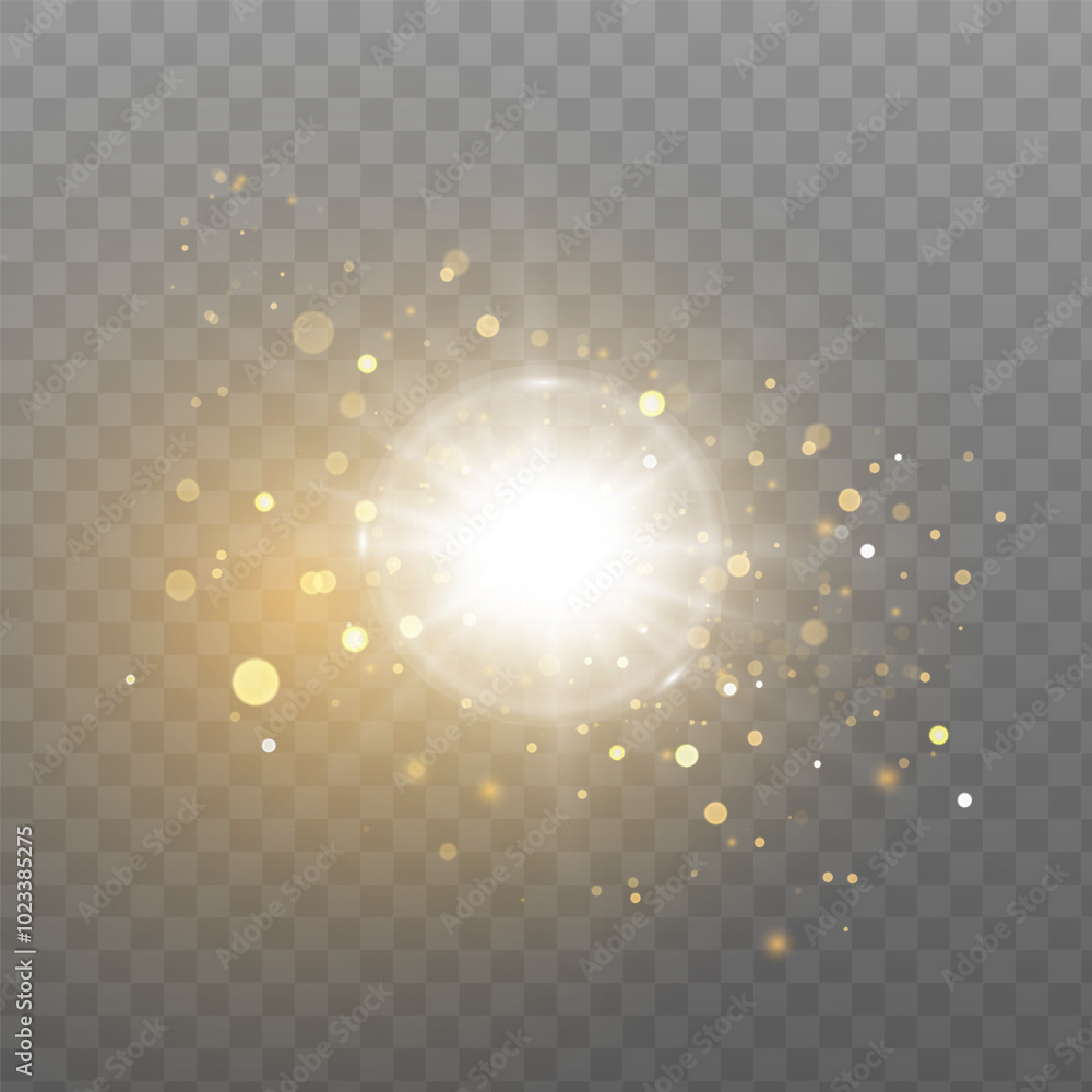 Poster white glowing light explodes on a transparent background. bright star. transparent shining sun, brig