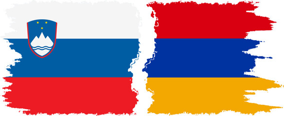 Armenia and Slovenia grunge flags connection, vector