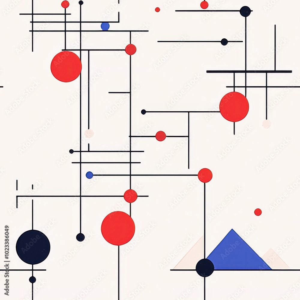 Aufkleber abstract minimalist tech design with spirals and flat colors, seamless pattern