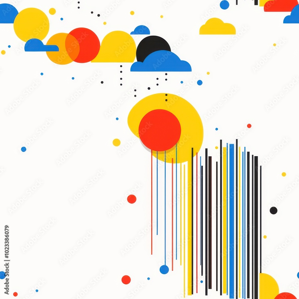 Poster clean tech interface with simple dots and lines, seamless pattern