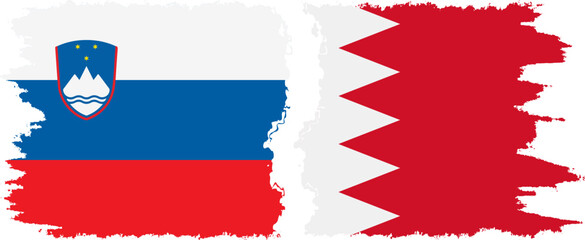 Bahrain and Slovenia grunge flags connection, vector