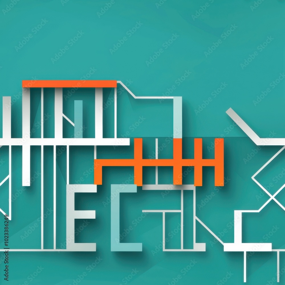 Poster minimalist tech circuit design on clean background, seamless pattern