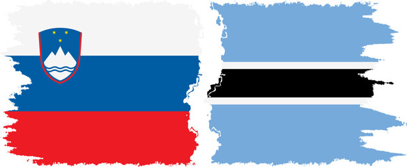 Botswana and Slovenia grunge flags connection, vector