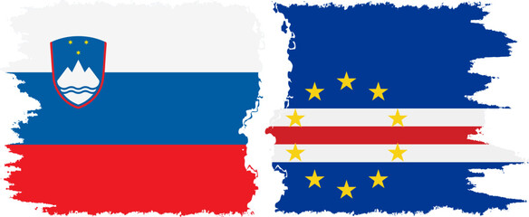 Cape Verde and Slovenia grunge flags connection, vector