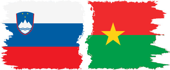 Burkina Faso and Slovenia grunge flags connection, vector