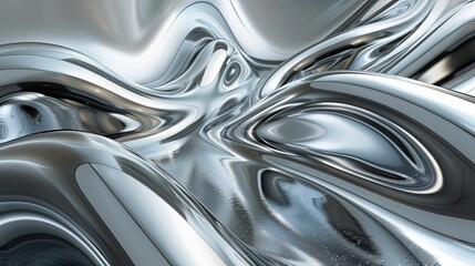 Abstract Metallic Silver Surface with Fluid, Wavy Texture