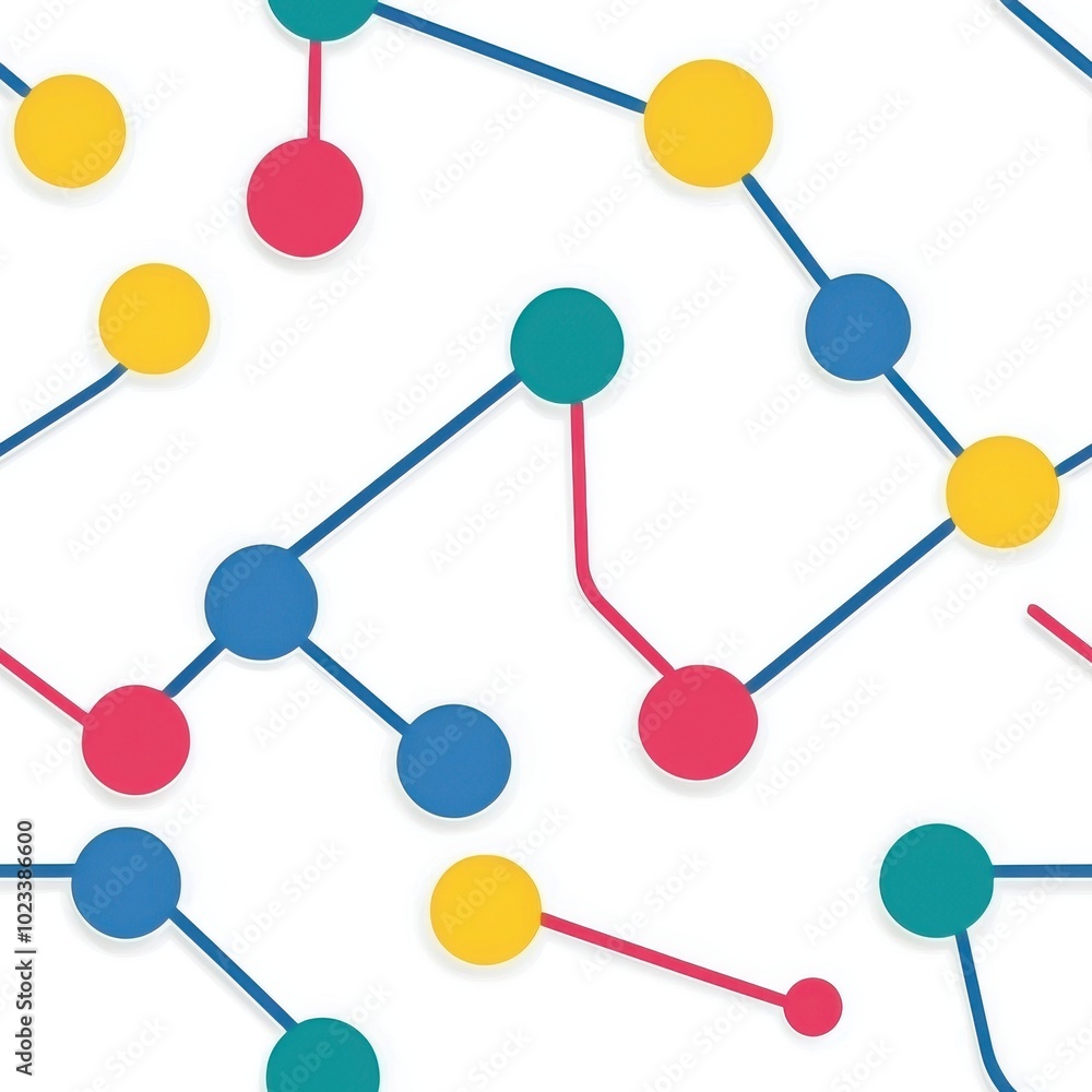 Poster futuristic geometric tech pattern with colorful circles, seamless pattern