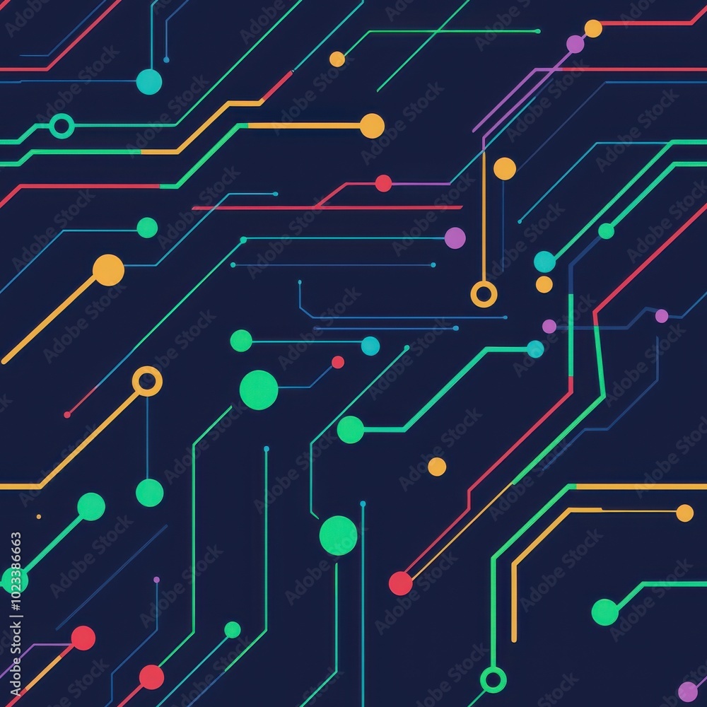 Poster futuristic geometric patterns in tech design, seamless pattern