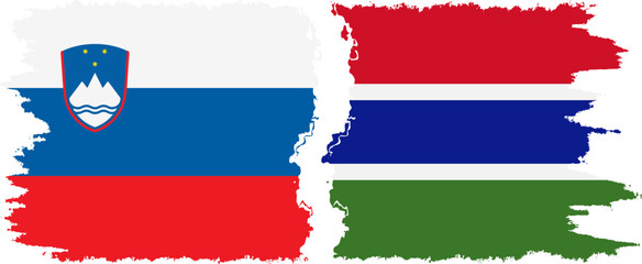 Gambia and Slovenia grunge flags connection, vector