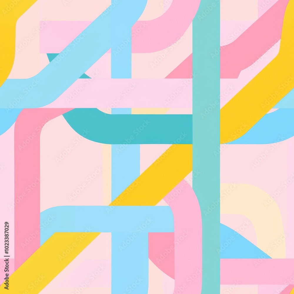 Poster abstract geometric tech design with flat colors, seamless pattern