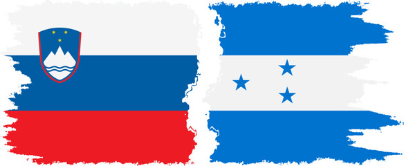 Honduras and Slovenia grunge flags connection, vector