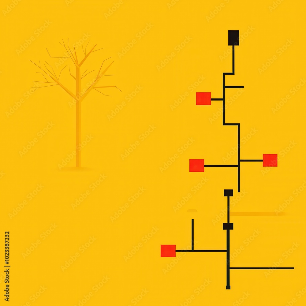 Poster minimalist abstract design with nodes and flow, seamless pattern