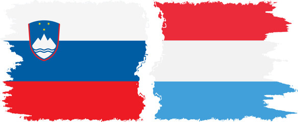 Luxembourg and Slovenia grunge flags connection, vector