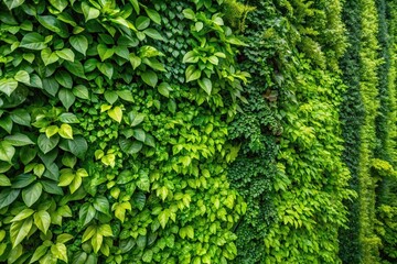 Fototapeta premium Green plant wall trimming close-up