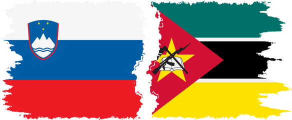 Mozambique and Slovenia grunge flags connection, vector