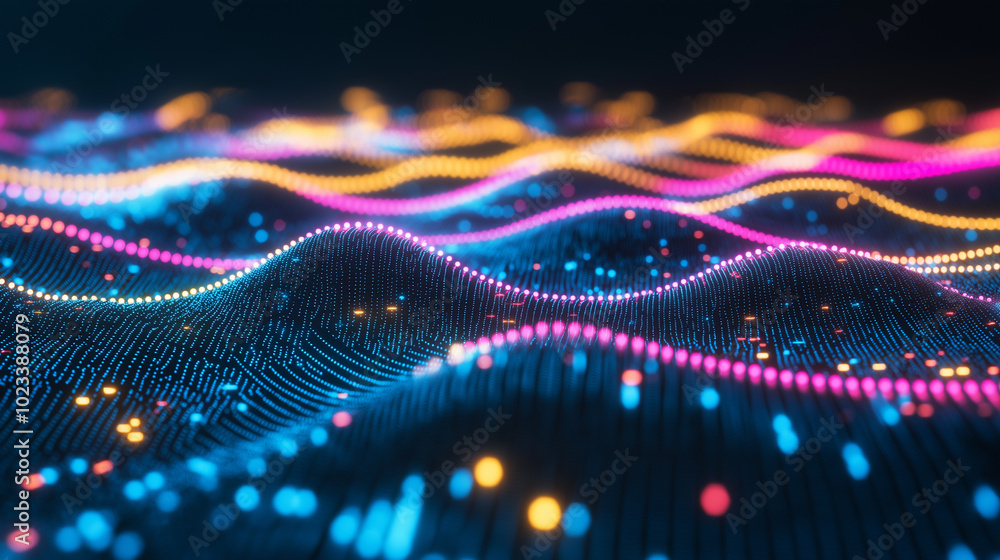 Poster a beauty futuristic abstract background in a high-tech style. shining lines and patterns resembling 