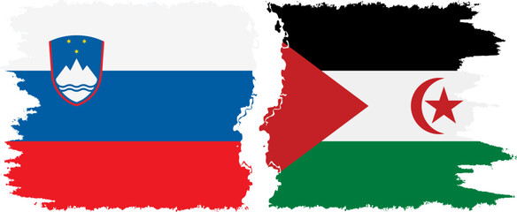 Western Sahara and Slovenia grunge flags connection, vector
