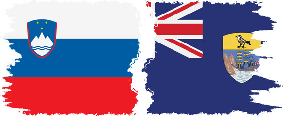 Saint Helena and Slovenia grunge flags connection, vector