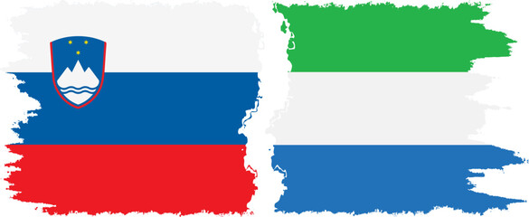 Sierra Leone and Slovenia grunge flags connection, vector