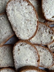 smeared bread Slices school common table