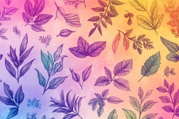 Fototapeta premium ayurvedic botanical illustration, hand-drawn vibrant ayurvedic herbal design for a calming effect, set on a subtle gradient backdrop