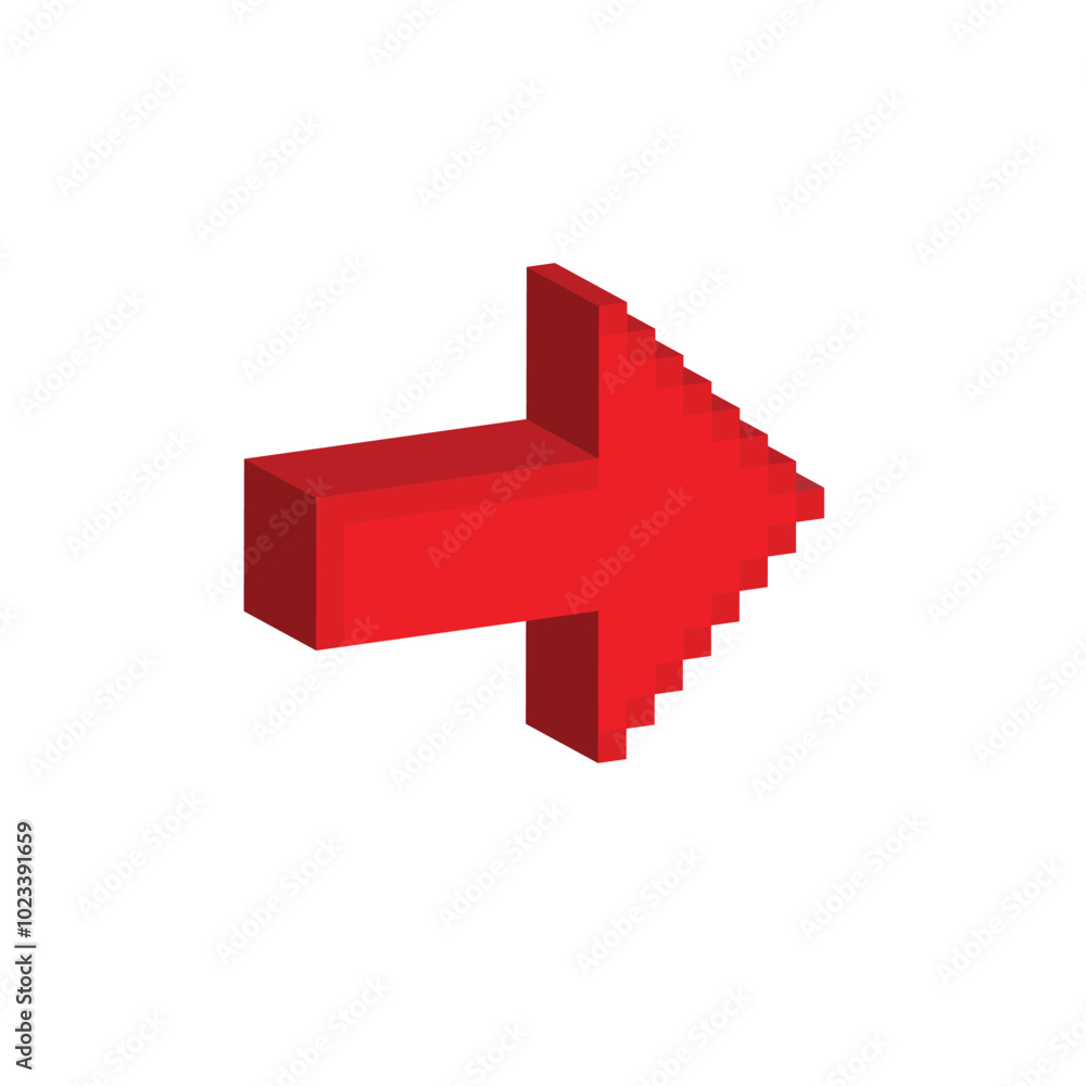 Poster isometric 3d arrow pixel art icon vector 8 bit game