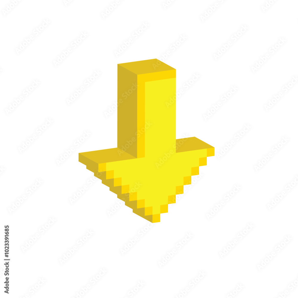 Poster isometric 3d arrow pixel art icon vector 8 bit game