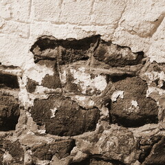 Wall Textured Closeup Sepia Stone Old Rustic Historical Detail
