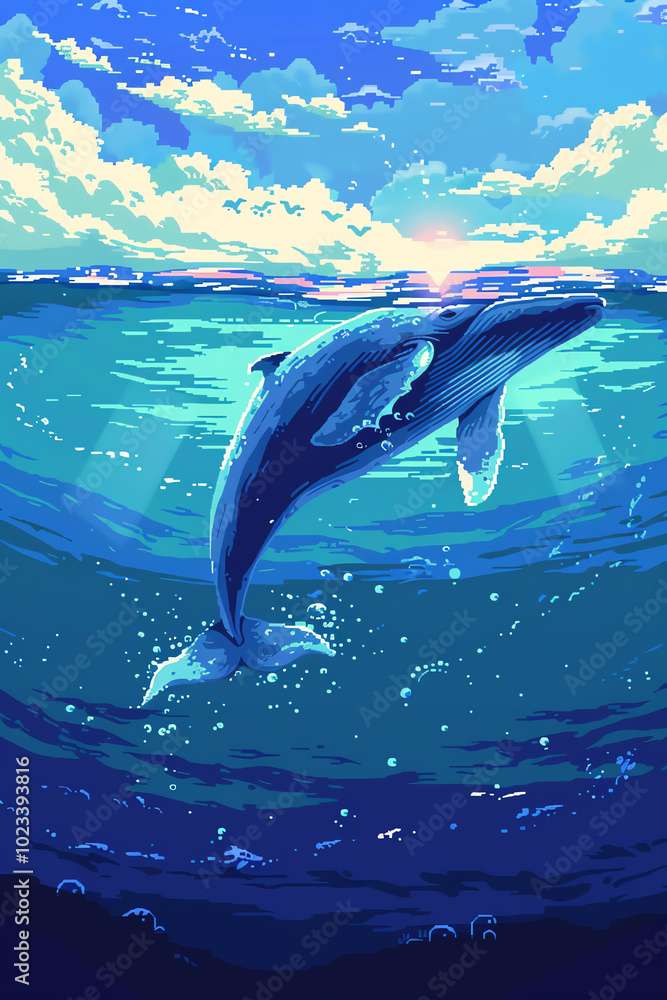 Poster bring a twist to the typical maritime theme with a pixel art creation showcasing minimalist design p