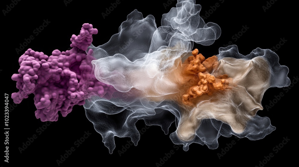 Poster abstract molecular structure with d rendering of protein molecules