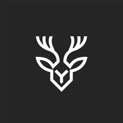 Deer Head logo, with simple minimalist modern bold line geometric style vector