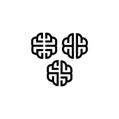 simple minimalist modern outline bold black and white brain mind thinking intelligence logo set vector