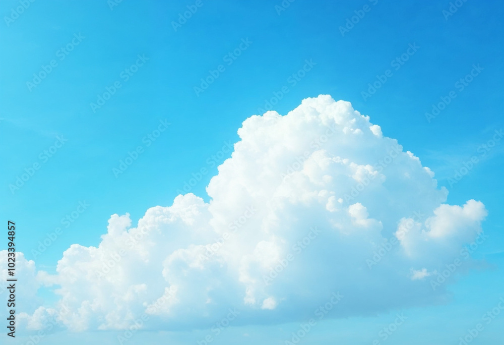 Wall mural fluffy white clouds in a bright blue sky on a sunny day.