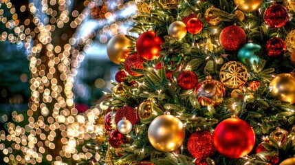 Festive Christmas Tree with Colorful Ornaments