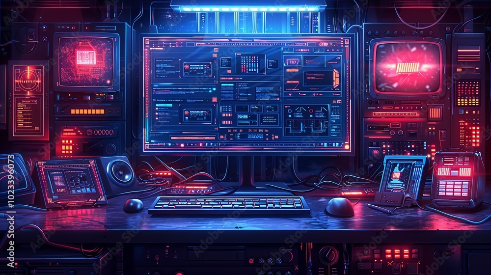 Fototapete retro y2k page, computer window interface. vector pc desktop. blue, rave screen background in old 20
