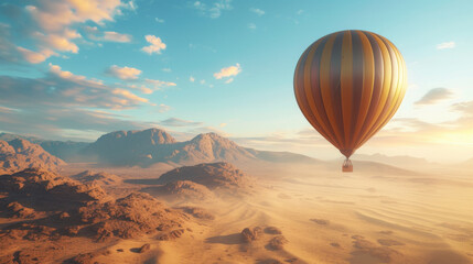 Obraz premium Colorful hot air balloons flying over mountain.