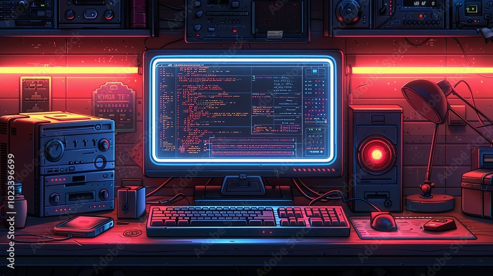 Fototapete retro y2k page, computer window interface. vector pc desktop. blue, rave screen background in old 20