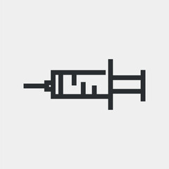 Syringe icon in minimalist black outline for medical and vaccination illustrations