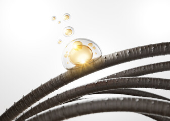 Moisturize And Damage hair, Nourish Hair of Shampoo, Repair Damaged Hair Concept, 3d rendering.