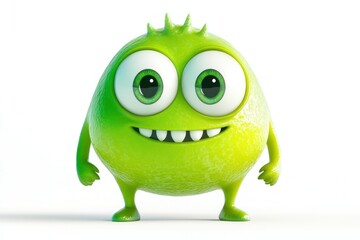 Fototapeta premium Adorable Green Monster Character with Big Eyes