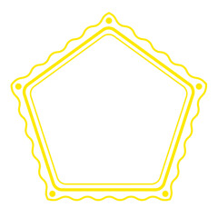 yellow wave pentagon frame and dot on corner