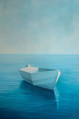 Obraz premium Explore the fusion of minimalist aesthetics and maritime themes in a unique way Choose a traditional art medium and experiment with tilted angles to create a striking visual narrative