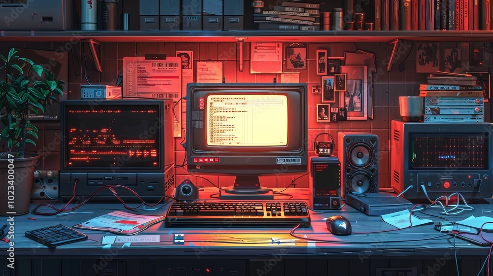 Fototapete retro y2k page, computer window interface. vector pc desktop. blue, rave screen background in old 20