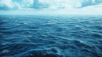 Fototapeta premium Expansive ocean under a cloudy sky