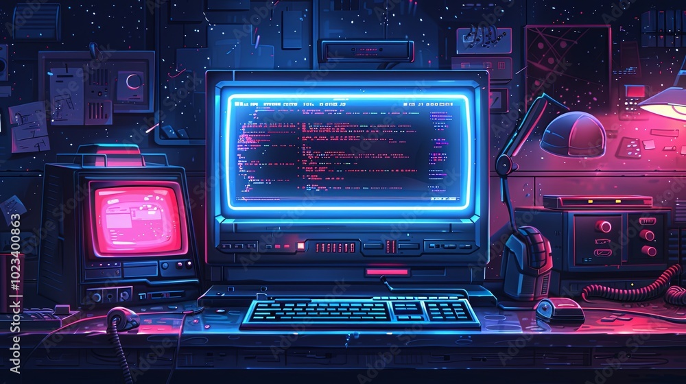 Fototapete retro y2k page, computer window interface. vector pc desktop. blue, rave screen background in old 20