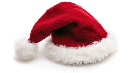 Red Santa hat isolated on white background