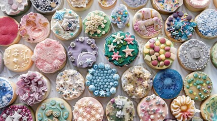 Fototapeta premium Colorful Decorated Cookies on a Tabletop