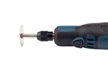 hand engraver with saw blade, mini hand drill on battery isolated from background