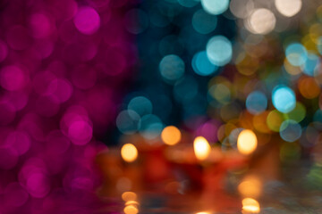 Colorful abstract bokeh lights in soft focus with different colors.